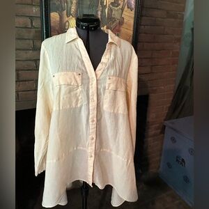 Jones New York peach button down peplum L